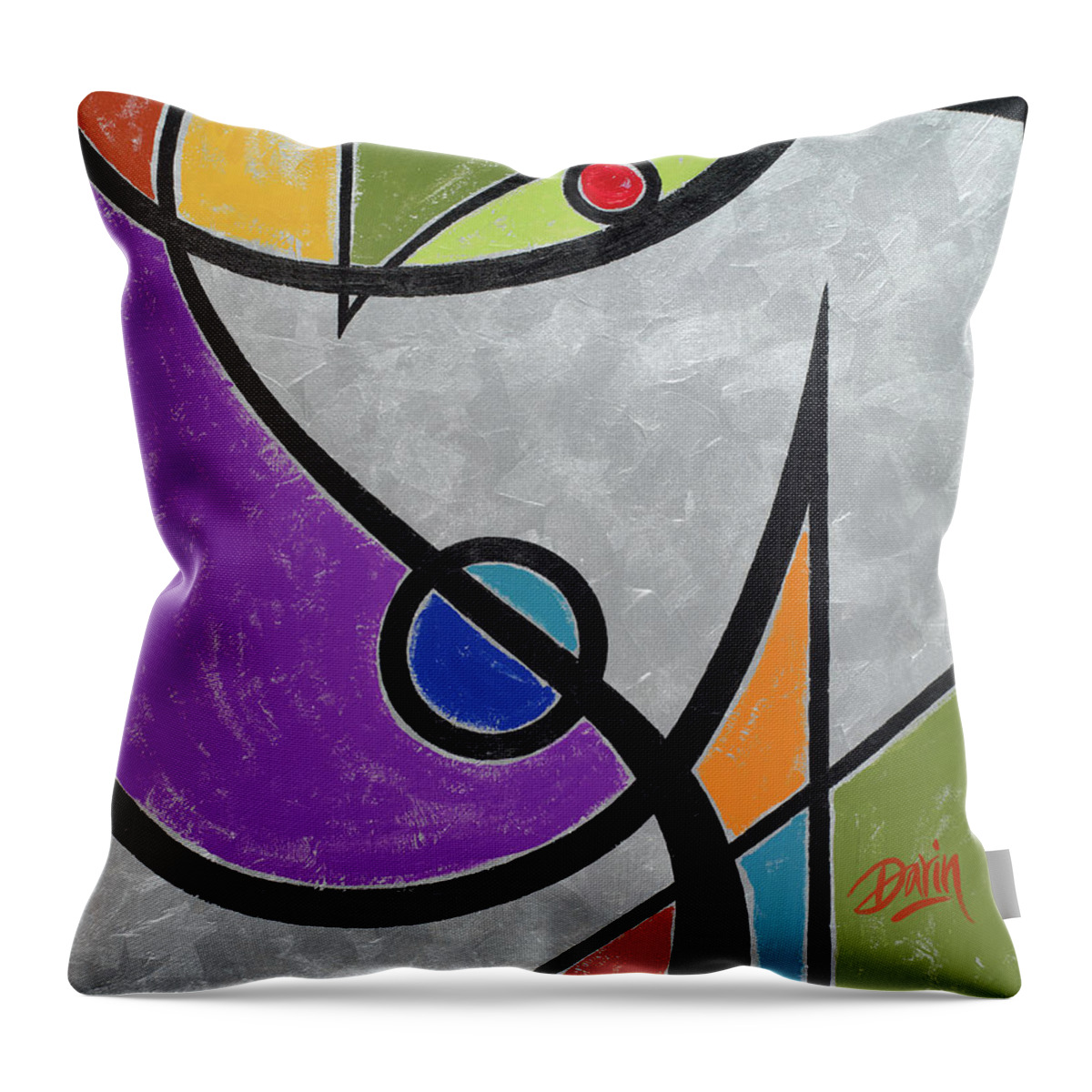 Abstract Throw Pillow featuring the painting Amuse by Darin Jones