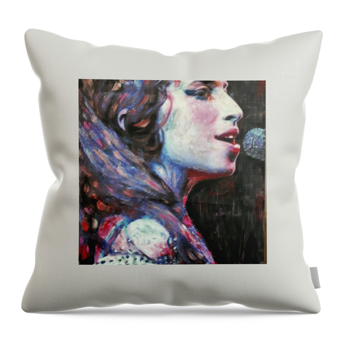 Amy Throw Pillow featuring the painting Amy in concert by Sam Shaker