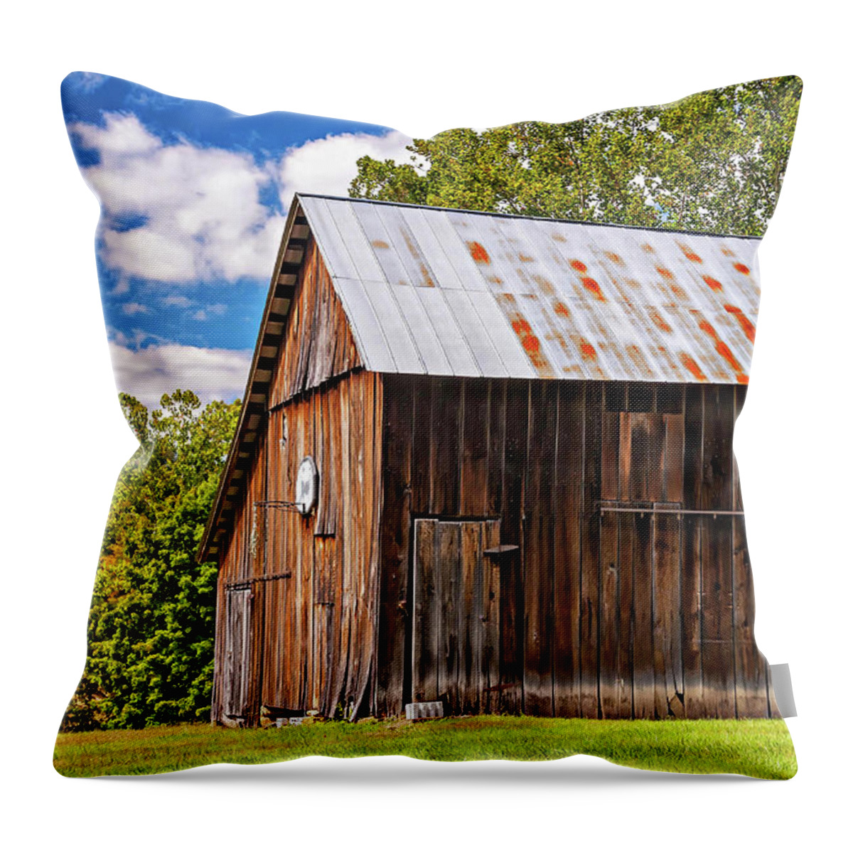 Barn Throw Pillow featuring the photograph An American Barn 2 by Steve Harrington