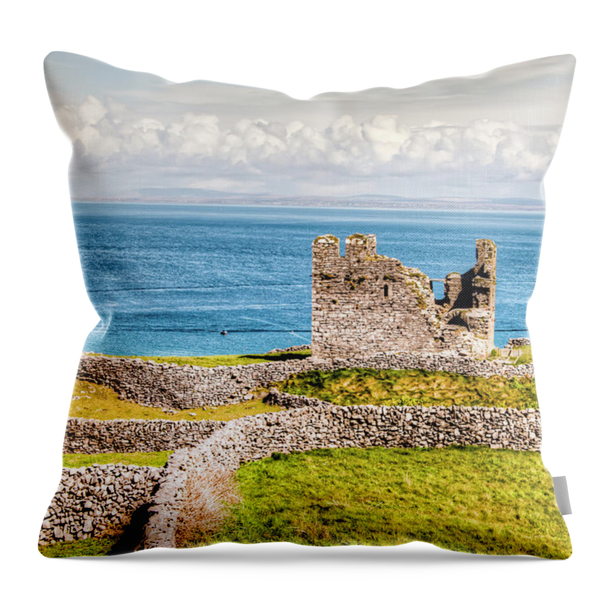Aran Islands Throw Pillow featuring the photograph An Ancient Irish Castle by Natasha Bishop