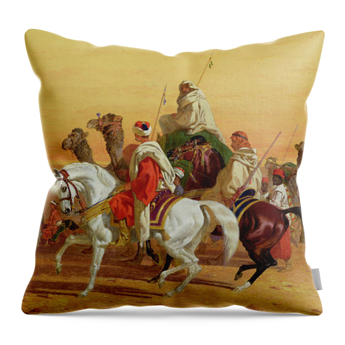 Caravan Throw Pillow featuring the painting An Arab Caravan by John Frederick Herring Snr