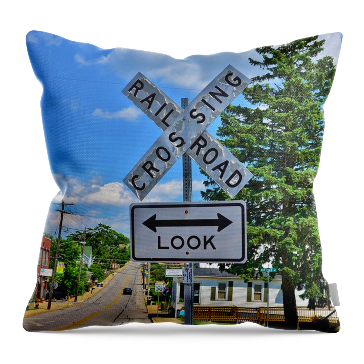 Sign Throw Pillow featuring the photograph An Old Sign With A New Look by Bob Sample