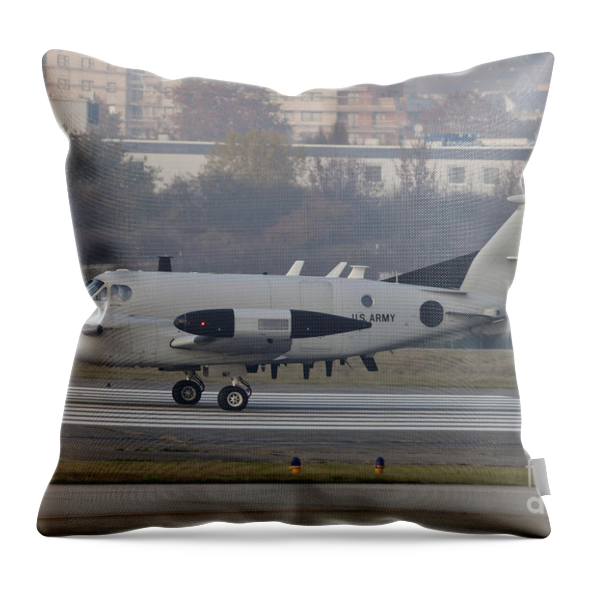 Germany Throw Pillow featuring the photograph An Rc-12x Guardrail At Wiesbaden U.s by Timm Ziegenthaler