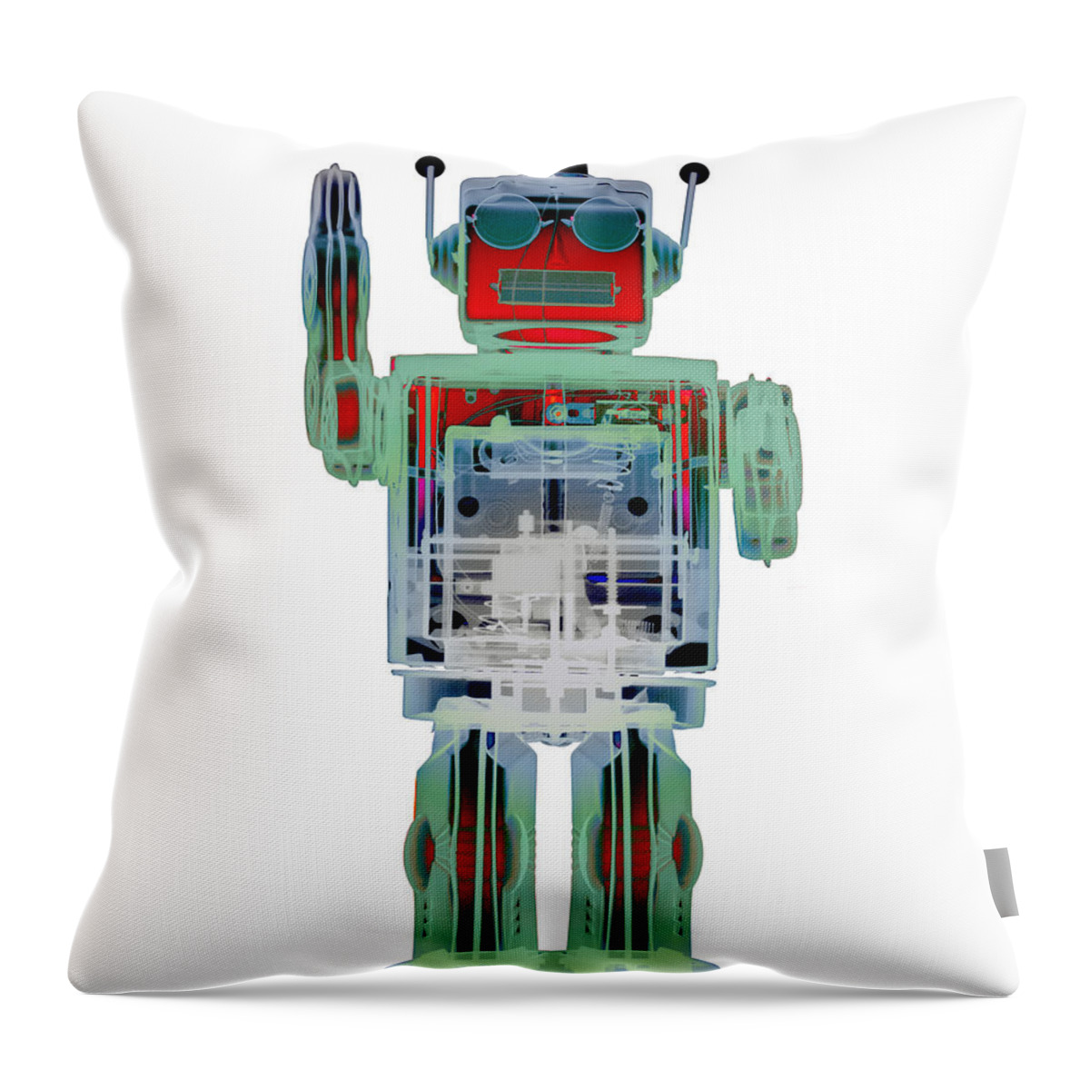 X-ray Art Throw Pillow featuring the photograph AN0D3 X-ray Robot Art No.3 by Roy Livingston