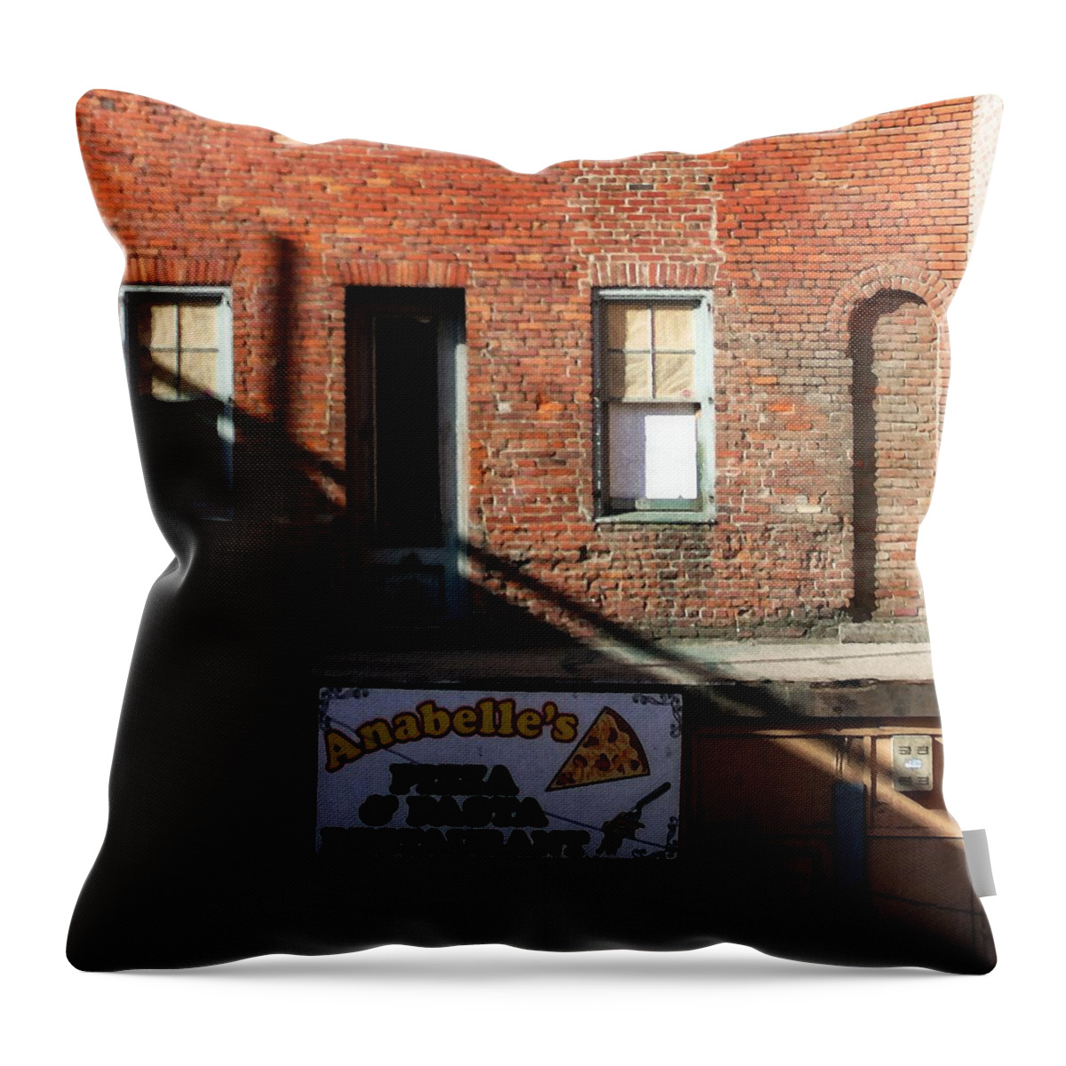 Anabelle's Pizza And Pasta Restaurant Throw Pillow featuring the photograph Anabelle's by Timothy Bulone