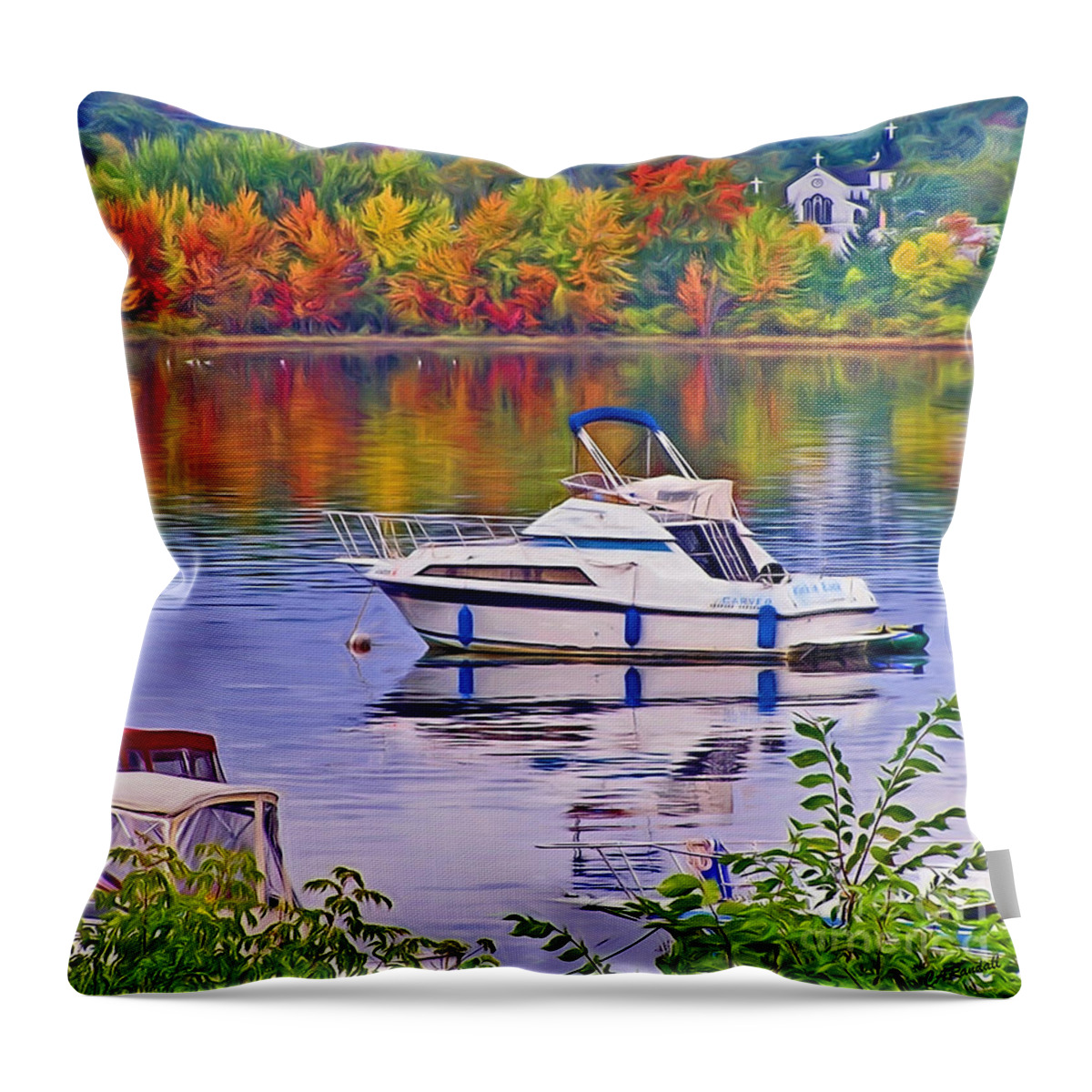 Boat Throw Pillow featuring the photograph Anchored in Faith by Carol Randall