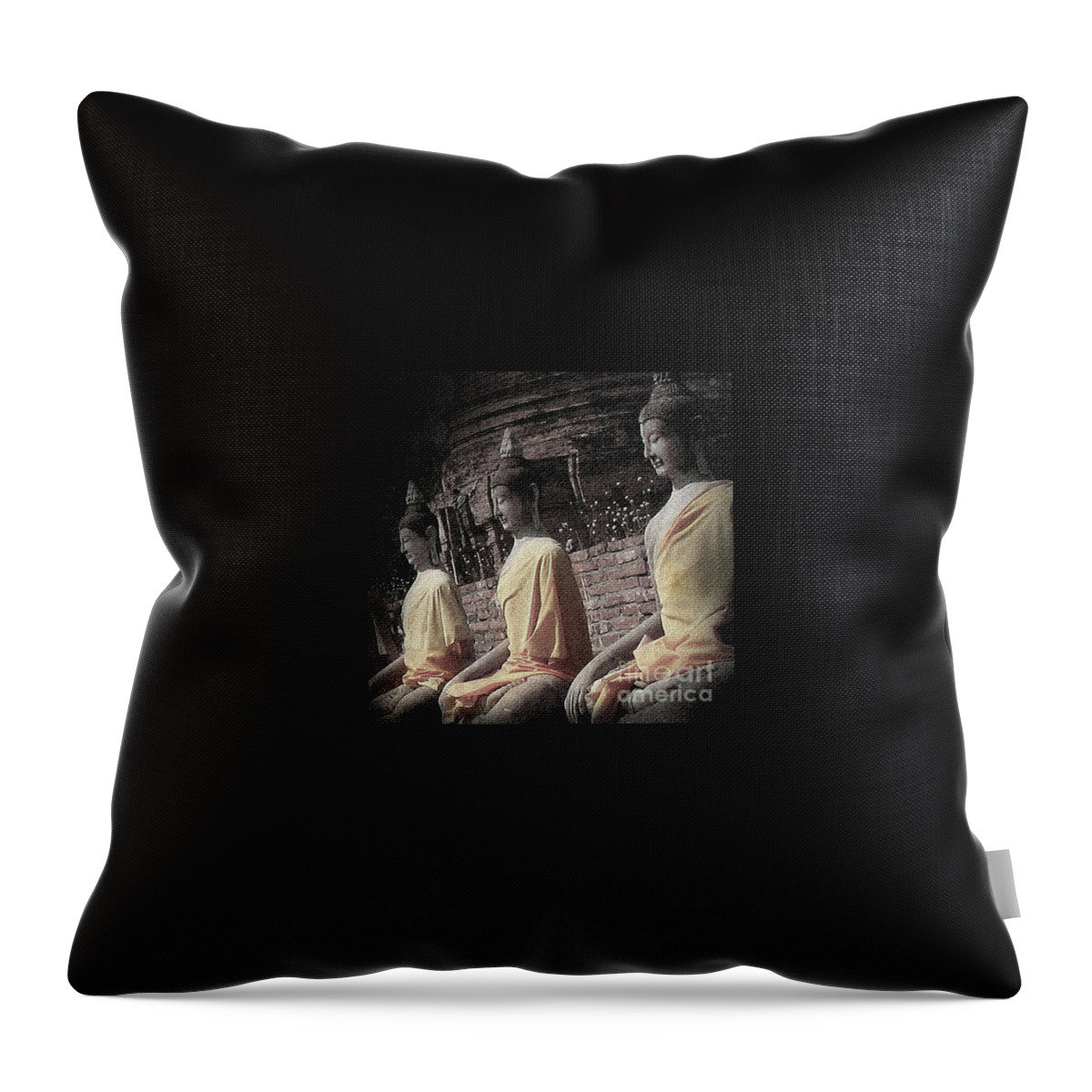 Peace Throw Pillow featuring the photograph Ancient Buddha Statues by Eena Bo