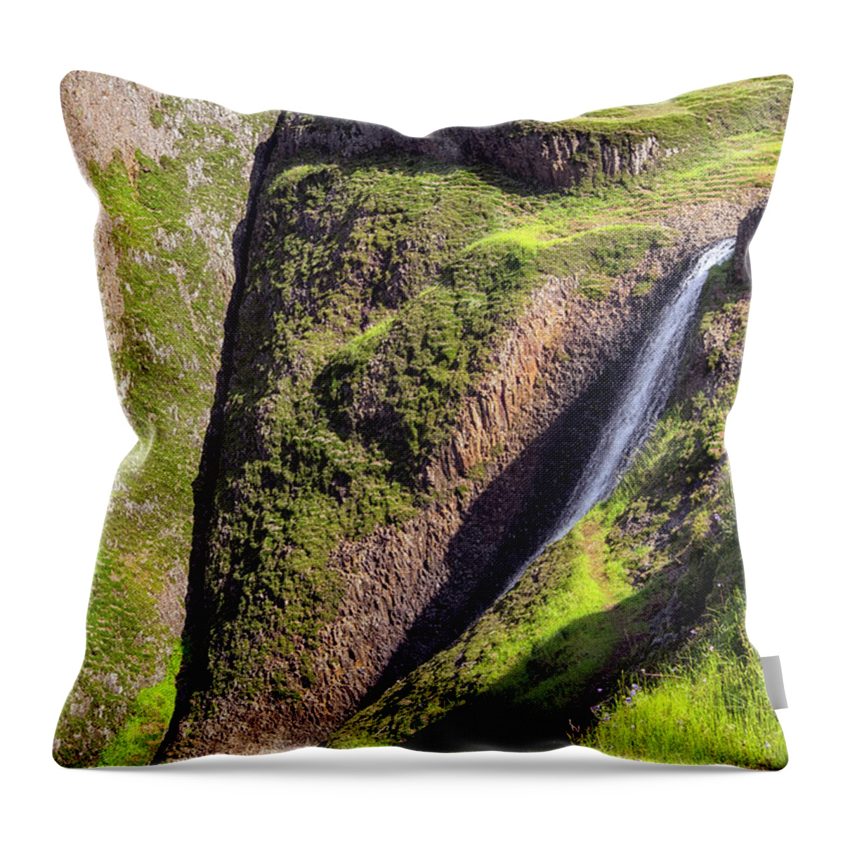 Waterfall Throw Pillow featuring the painting Ancient Cascade by Frank Wilson