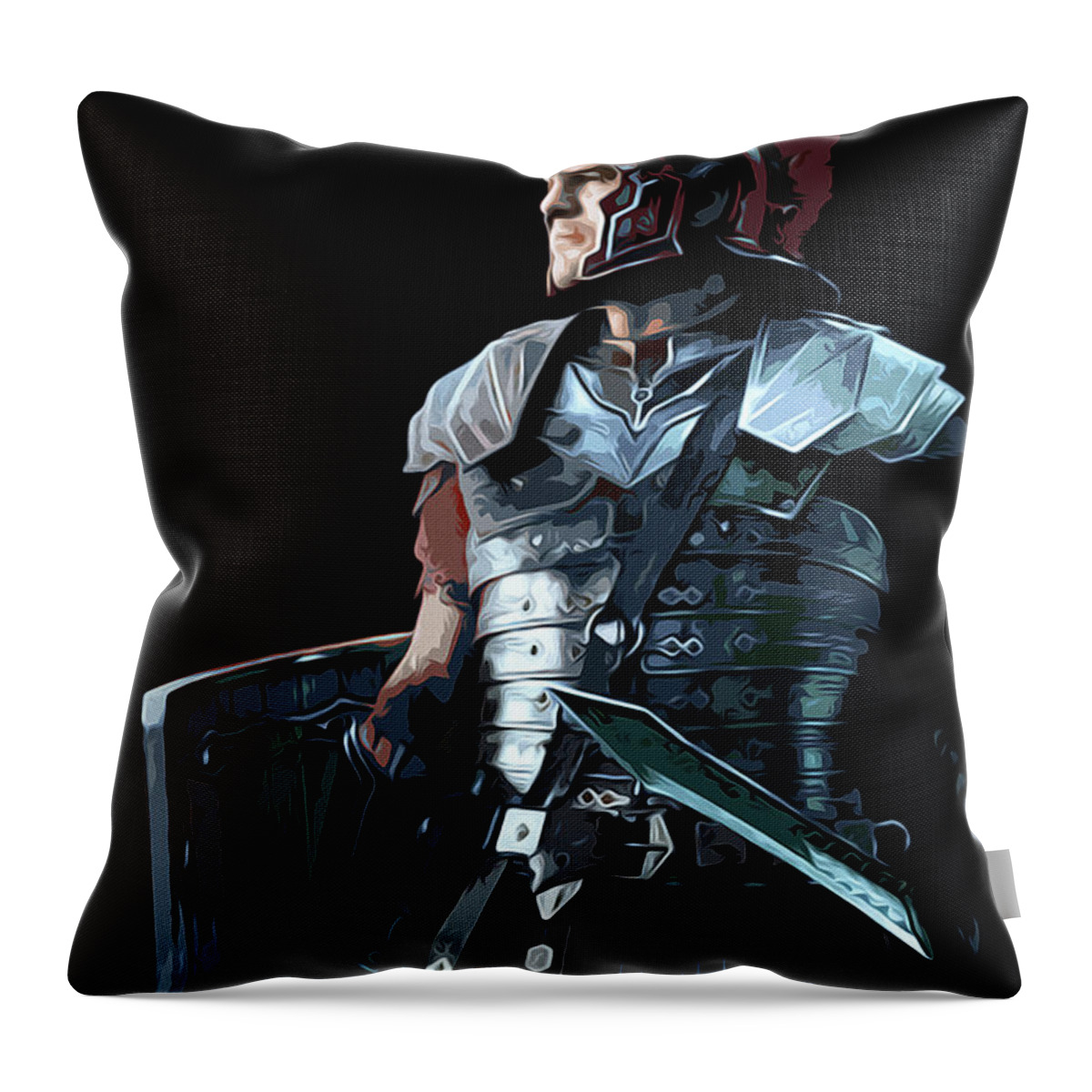 Ancient Roman Throw Pillow featuring the painting Ancient Roman Centurion by AM FineArtPrints
