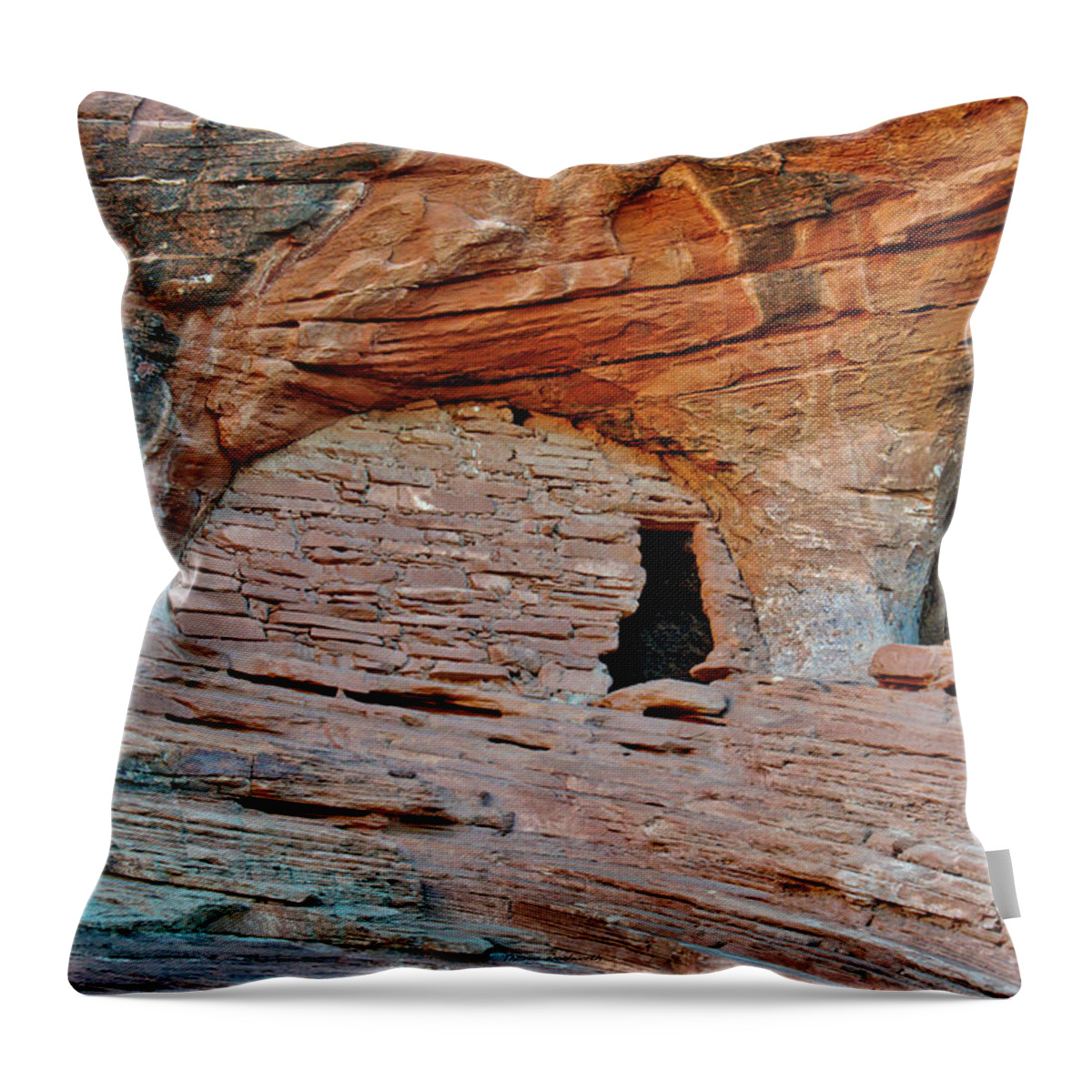 Mystery Valley Throw Pillow featuring the photograph Ancient Ruins Mystery Valley Colorado Plateau Arizona 05 by Thomas Woolworth