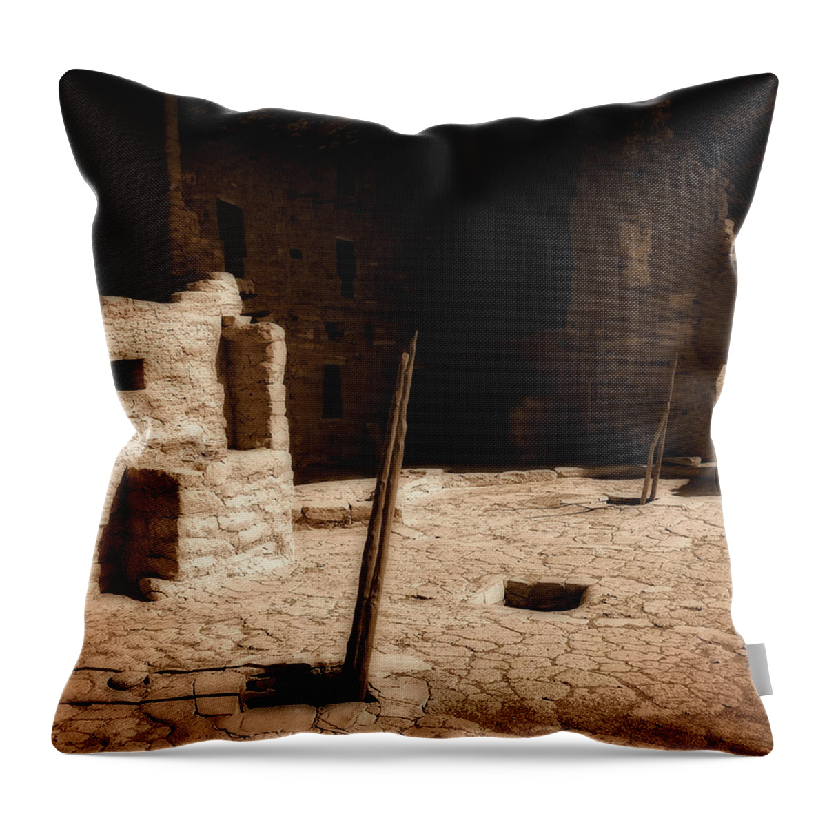 Ancestral Puebloans. Pueblo Throw Pillow featuring the photograph Ancient Sanctuary by Kurt Van Wagner