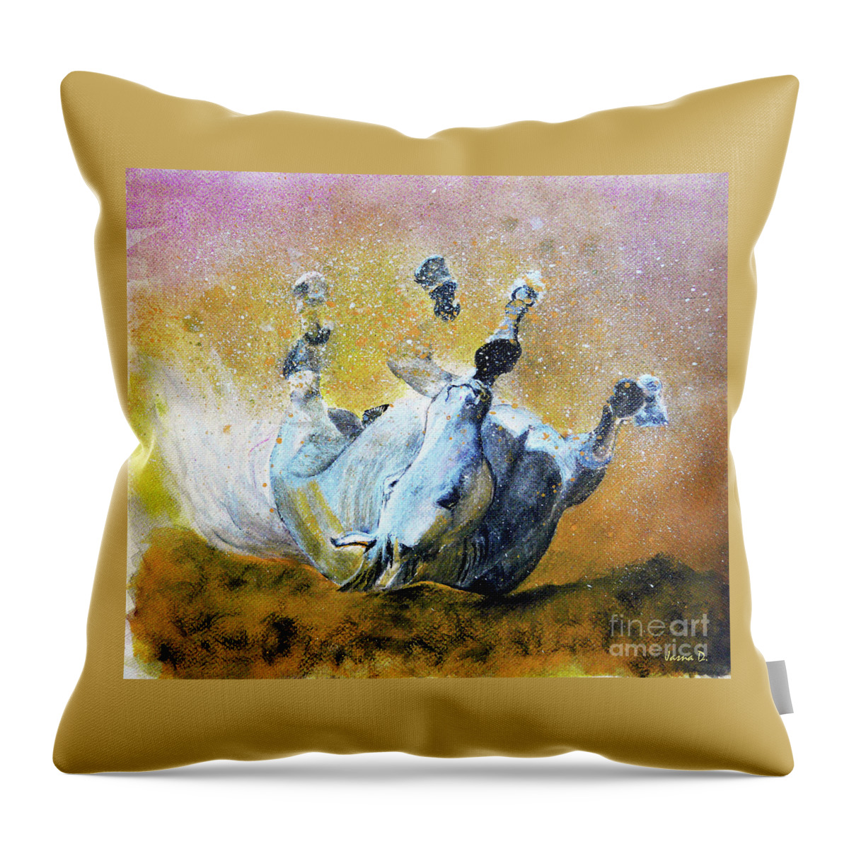 Horse Throw Pillow featuring the painting And The Fall Is Flight I by Jasna Dragun