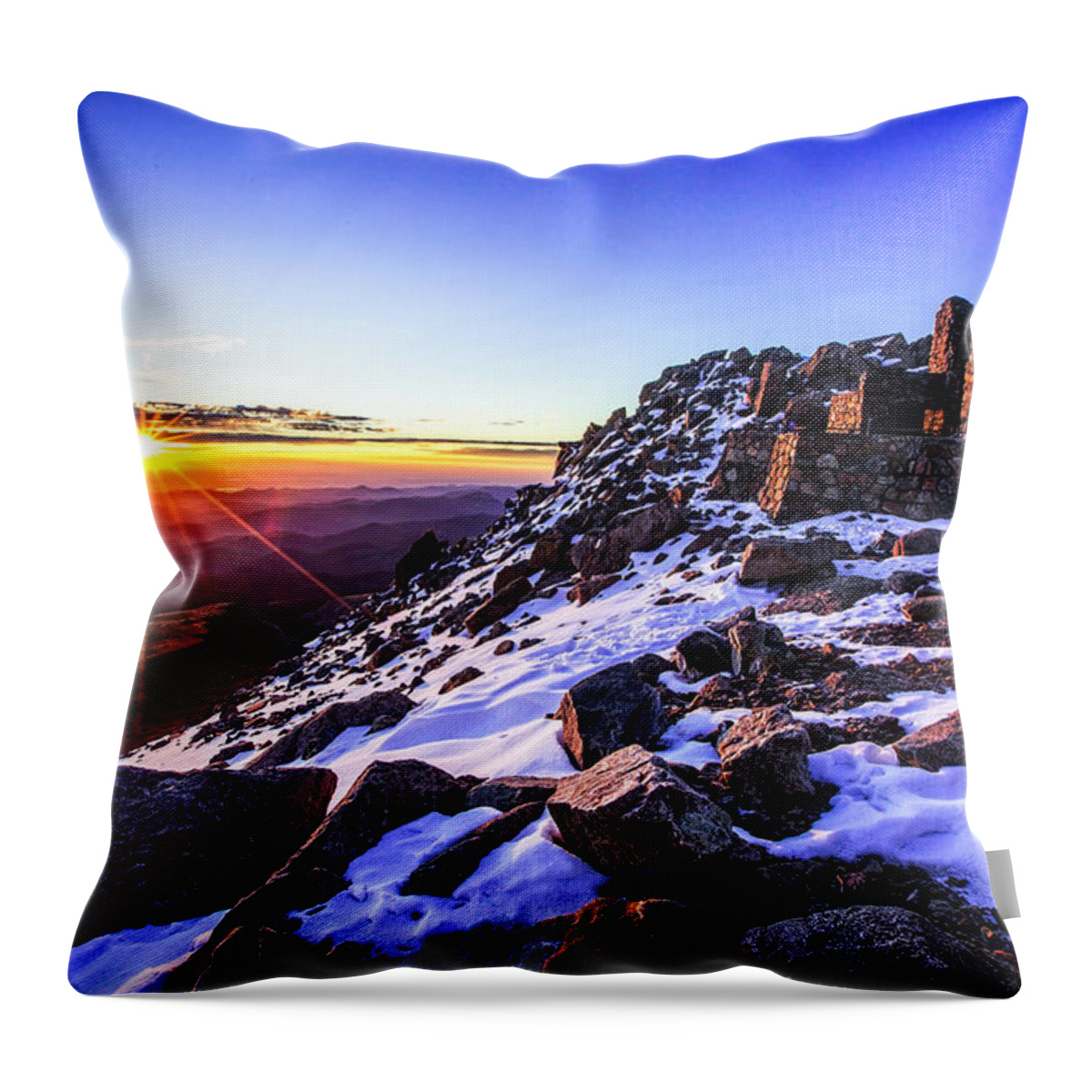 Mt Evans Throw Pillow featuring the photograph And then there was light by Kristal Kraft
