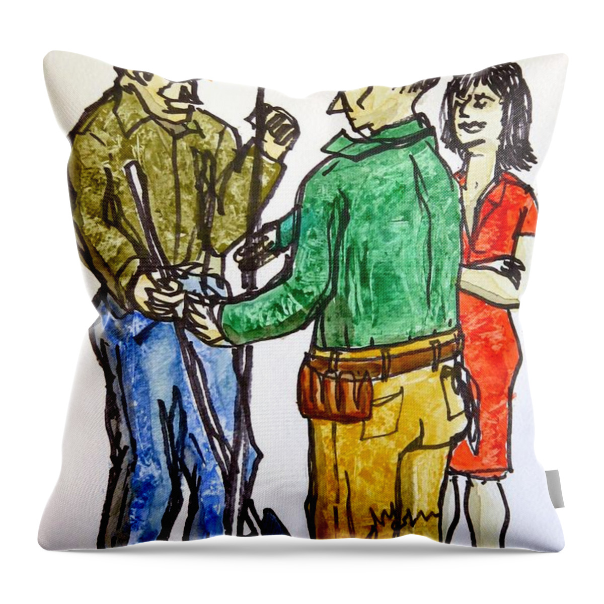 People Throw Pillow featuring the painting And when you finish with that... by Vic Delnore