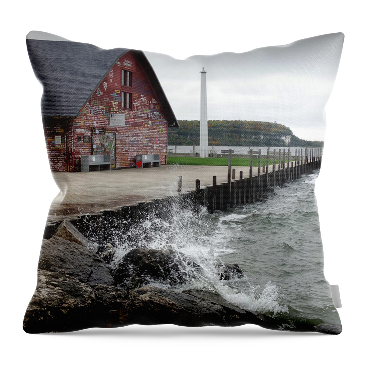 Anderson Dock Throw Pillow featuring the photograph Anderson Dock Splash by David T Wilkinson