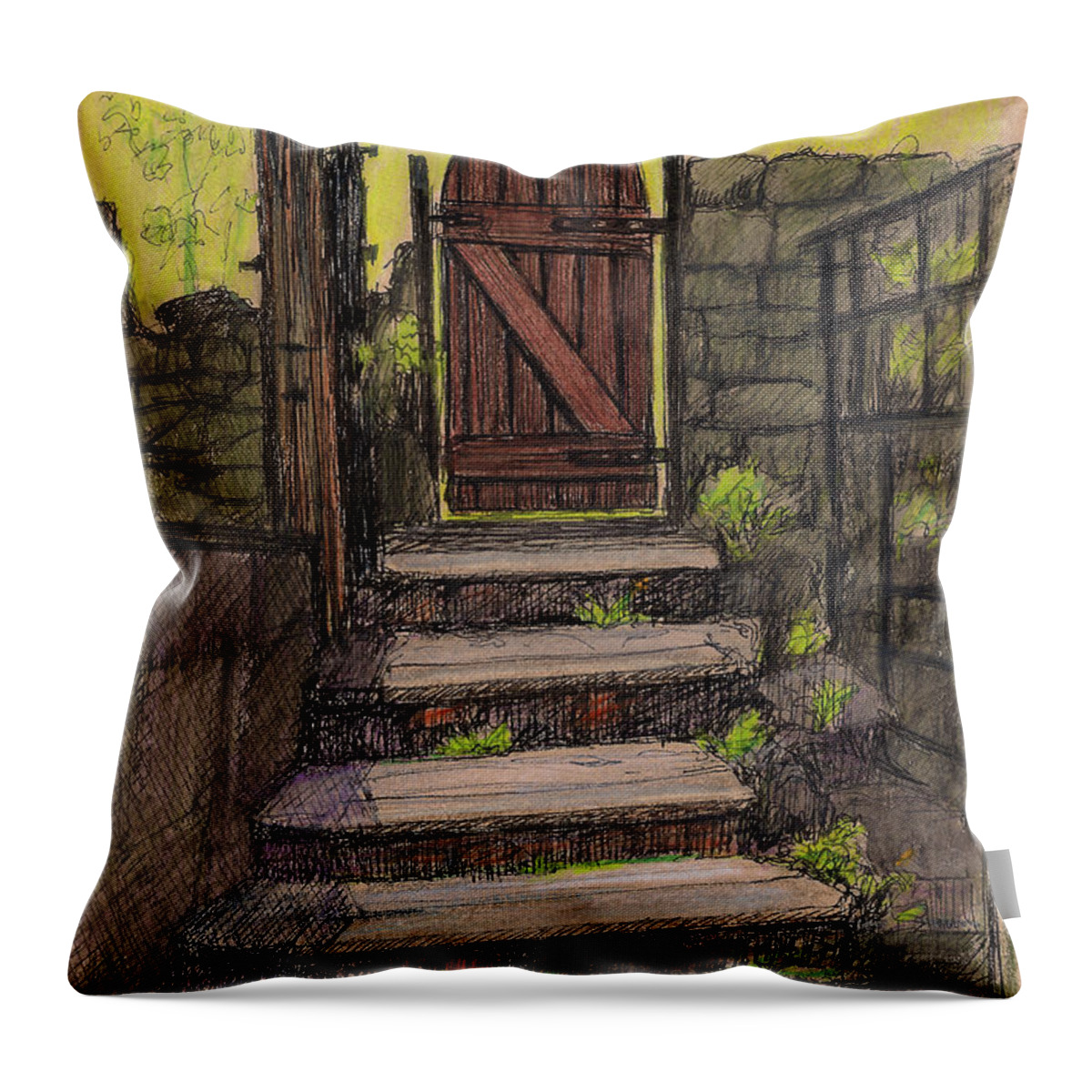 Gate Throw Pillow featuring the painting Andrew's Gate by Arthur Barnes