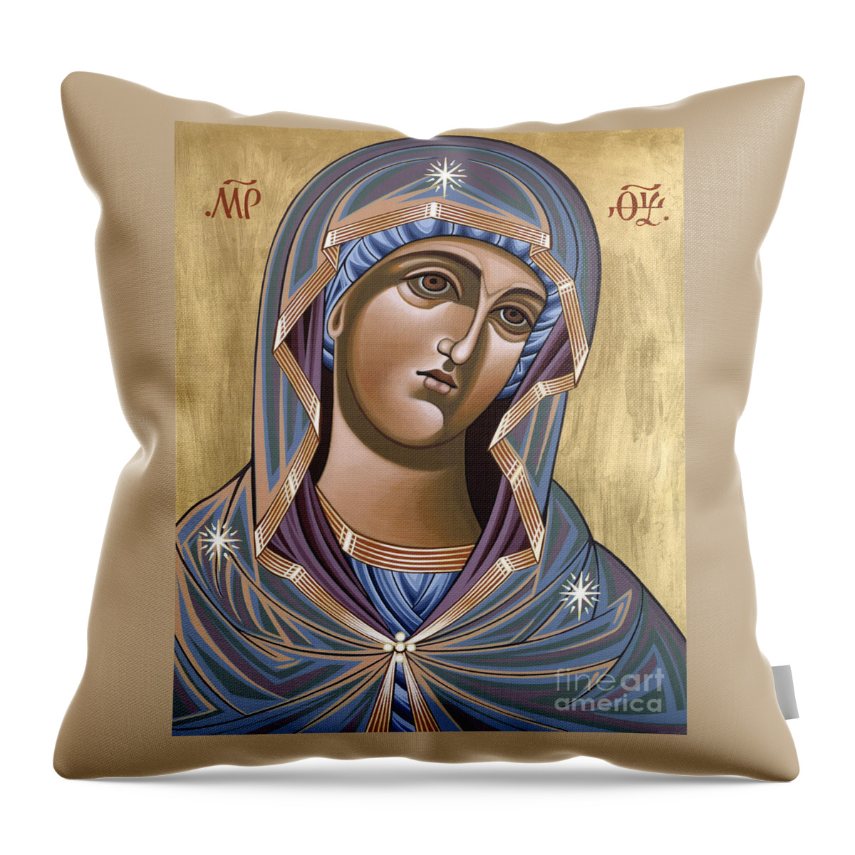 Andronicus Icon Of The Mother Of God Throw Pillow featuring the painting Andronicus Icon of the Mother of God Consoler of Mothers 123 by William Hart McNichols