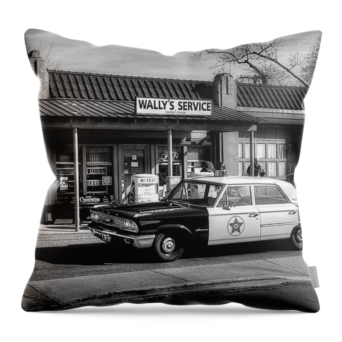 Gas Station Throw Pillow featuring the photograph Andy Griffith And Mayberry by Mike Eingle