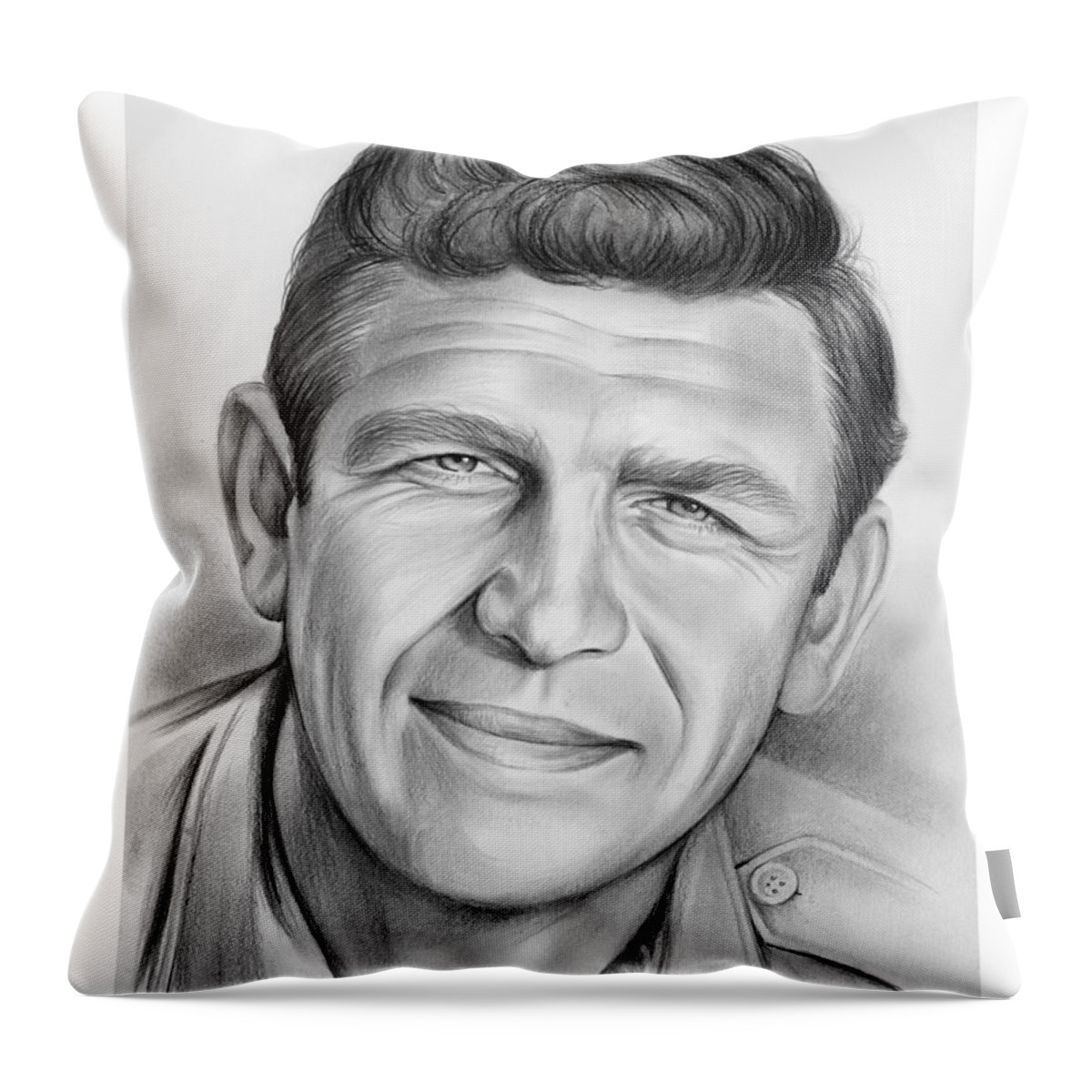 Andy Griffith Throw Pillow featuring the drawing Andy Griffith by Greg Joens