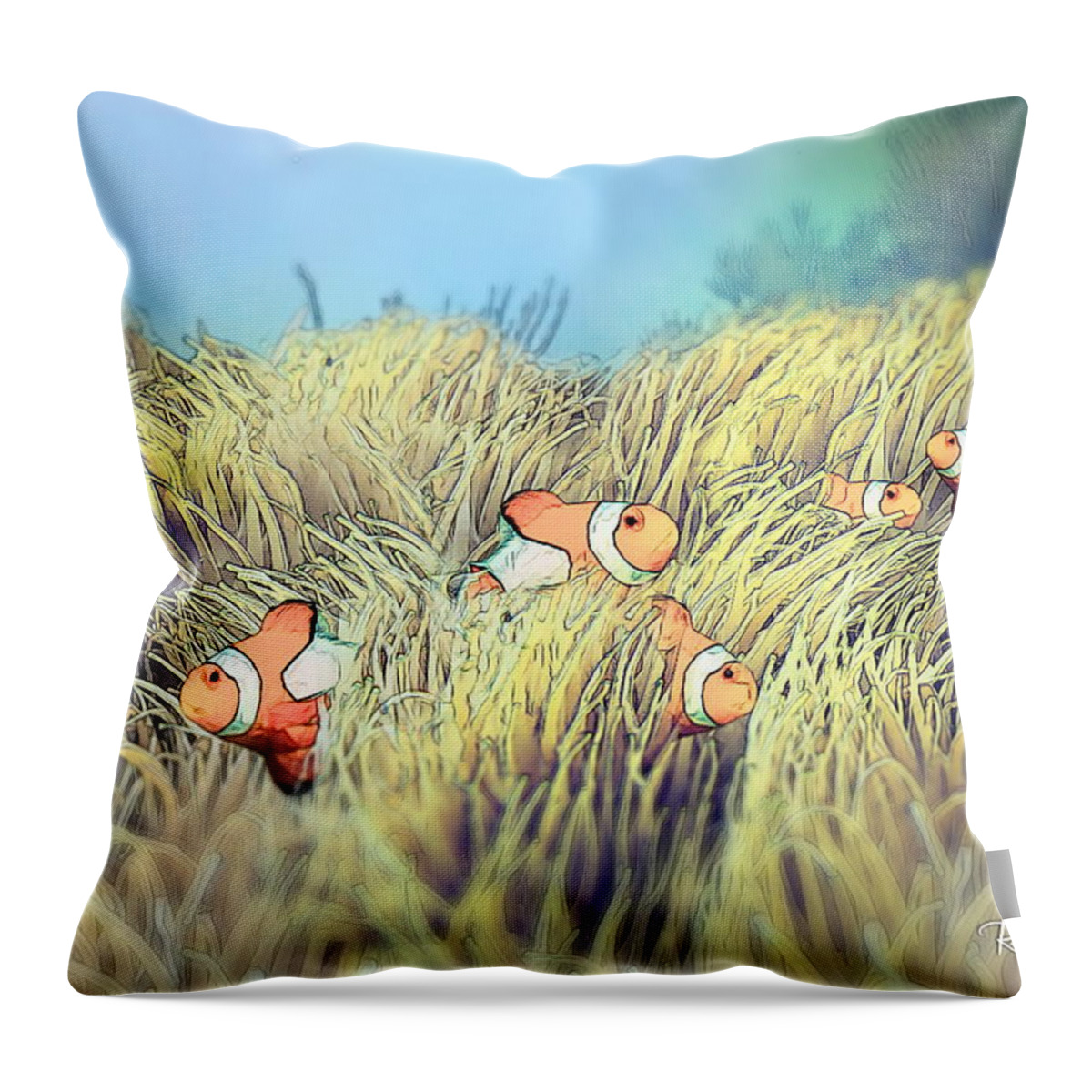 Clownfish Throw Pillow featuring the photograph Anemone Clownfish by Russ Harris