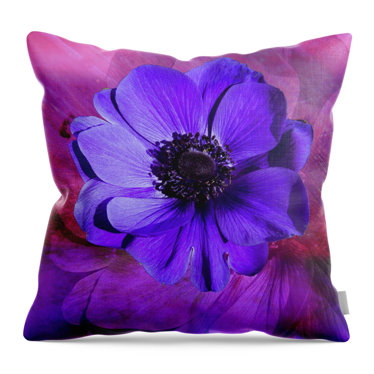Anemone Throw Pillow featuring the digital art Anemone in Purple by Terry Davis