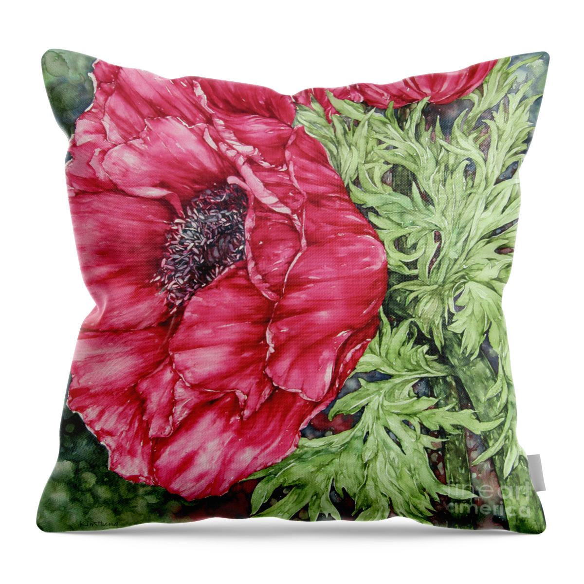 Anemone Throw Pillow featuring the painting Anemone by Kim Tran