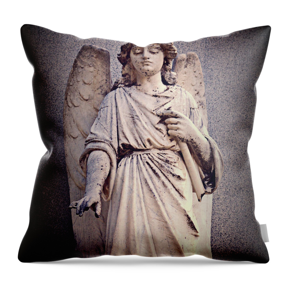Angel Art Throw Pillow featuring the photograph Angel Art - Celestial Peace by Ella Kaye Dickey
