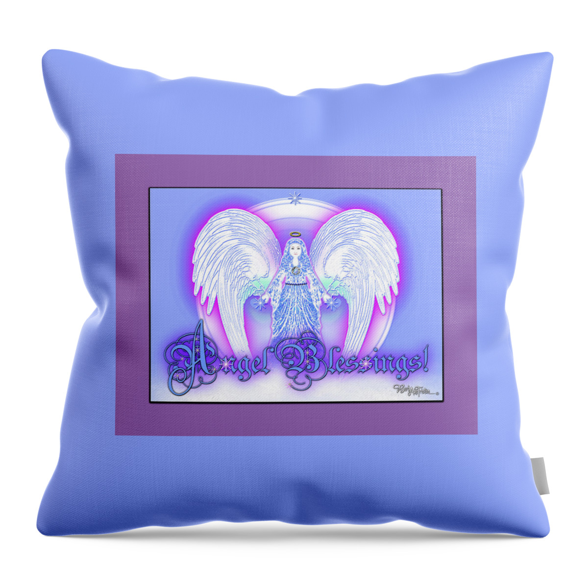 Inspiration Throw Pillow featuring the digital art Angel Blessings #196 by Barbara Tristan