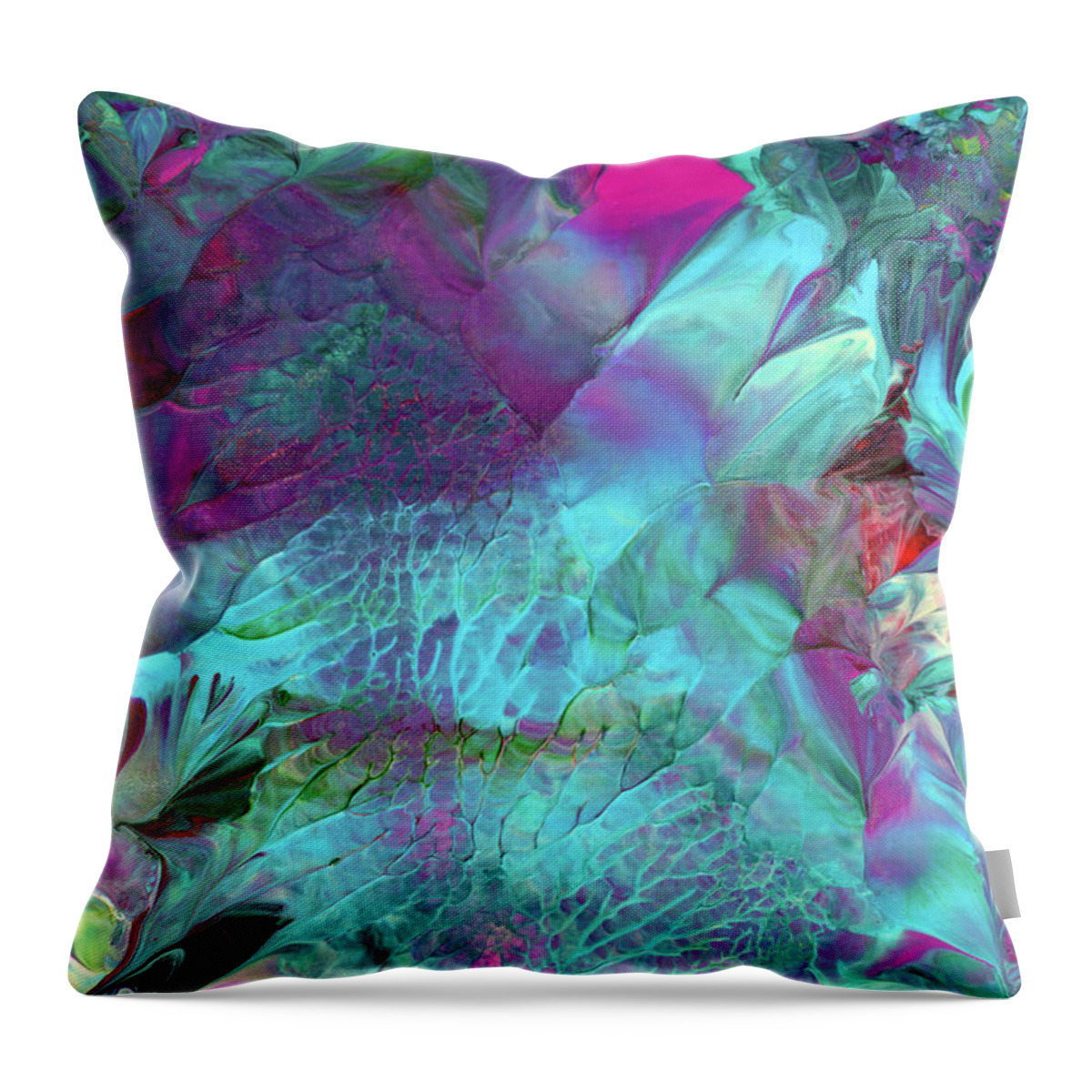 Angels Throw Pillow featuring the painting Angel Daphne Flowers #2 by Nan Bilden