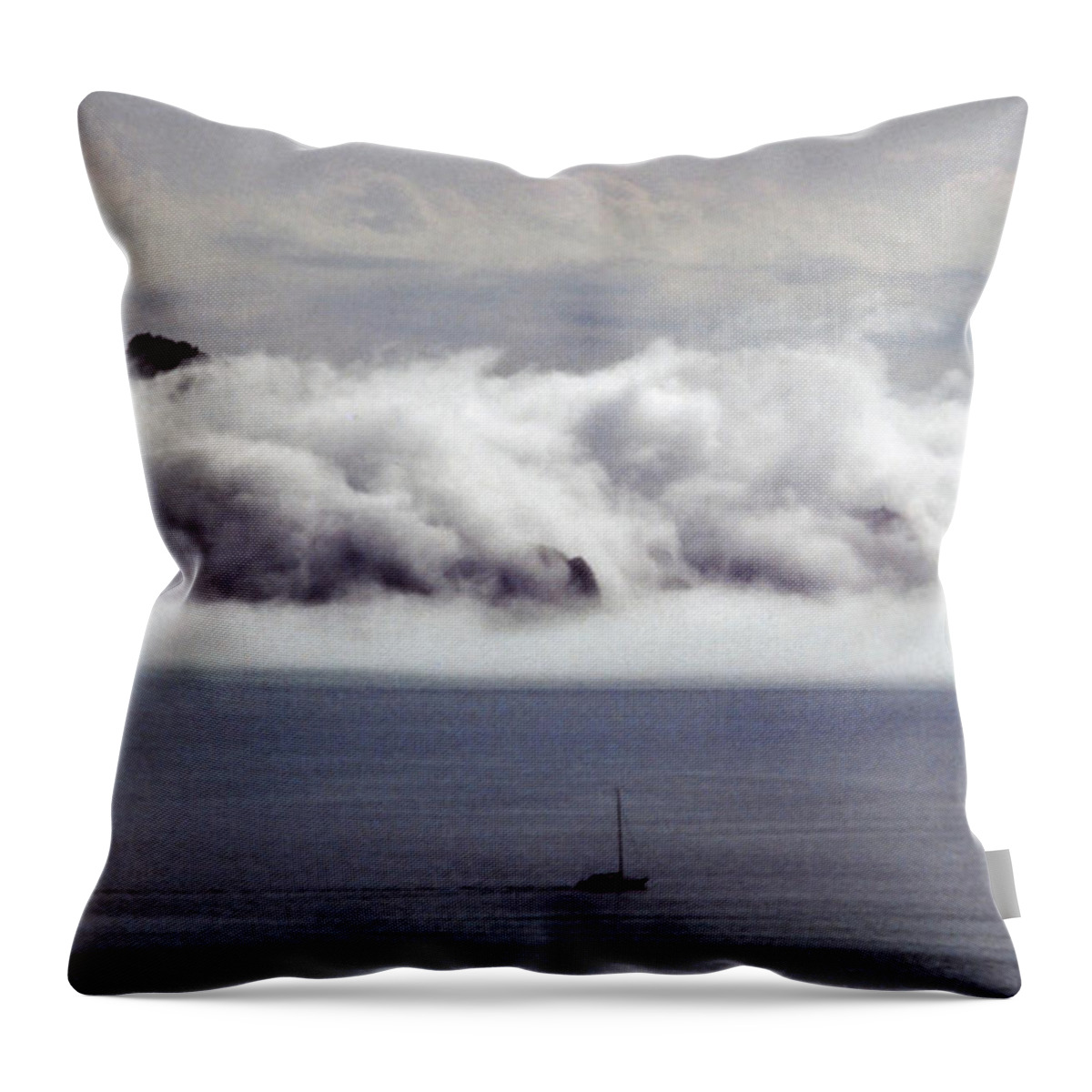 Frank Dimarco Throw Pillow featuring the photograph Angel Island Fog by Frank DiMarco