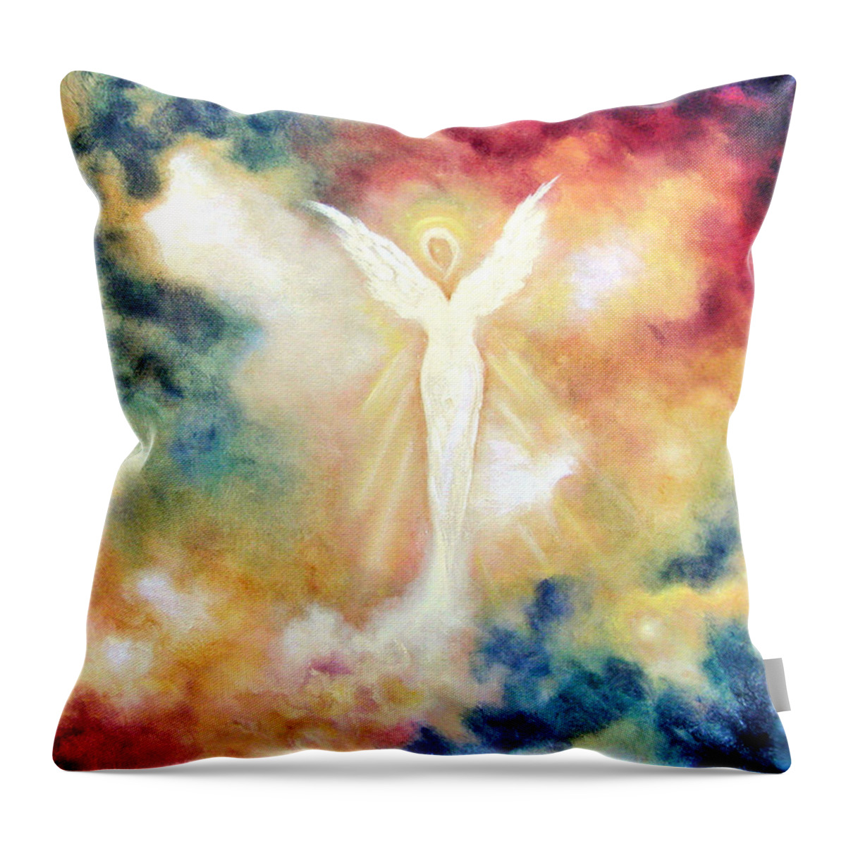 Angel Throw Pillow featuring the painting Angel Light by Marina Petro