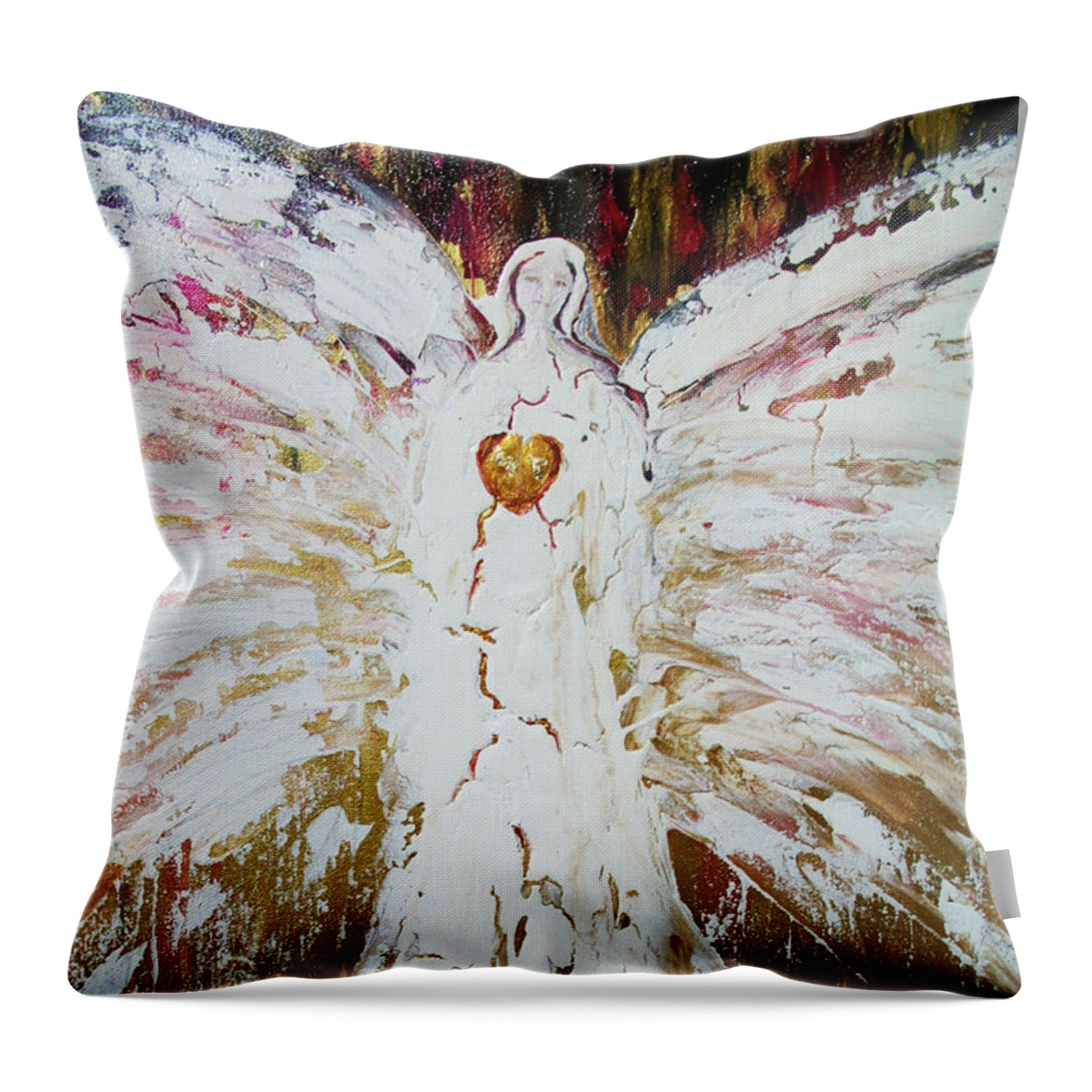Angels Throw Pillow featuring the painting Angel of divine Healing by Alma Yamazaki