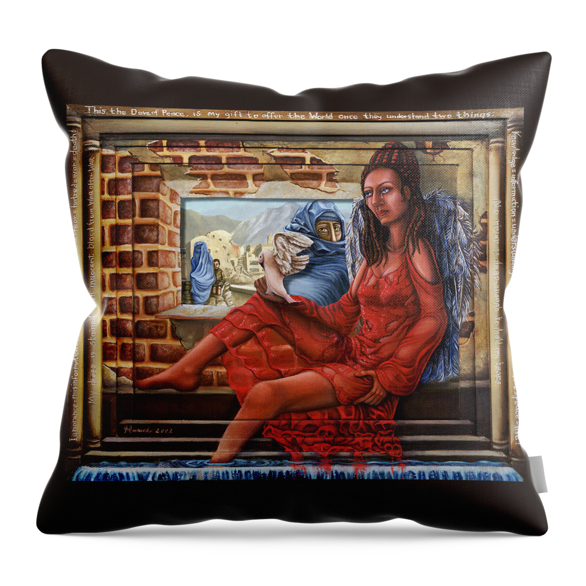 Peace Throw Pillow featuring the painting Angel of Peace by Karen Musick