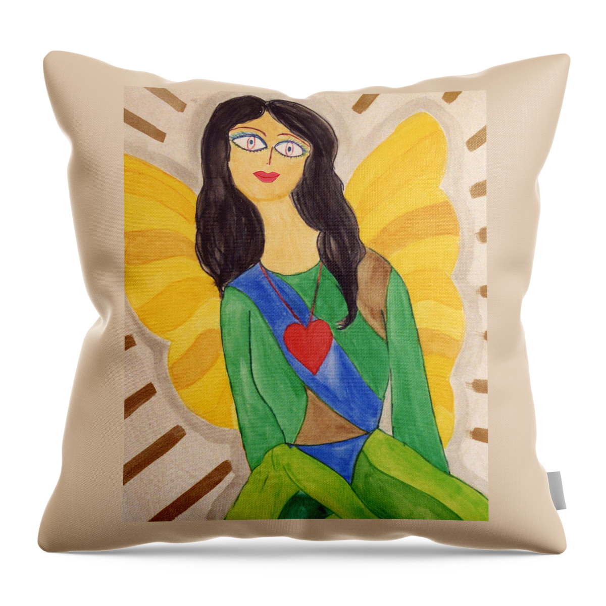 Angels Throw Pillow featuring the digital art Angel with Heart by Laura Smith