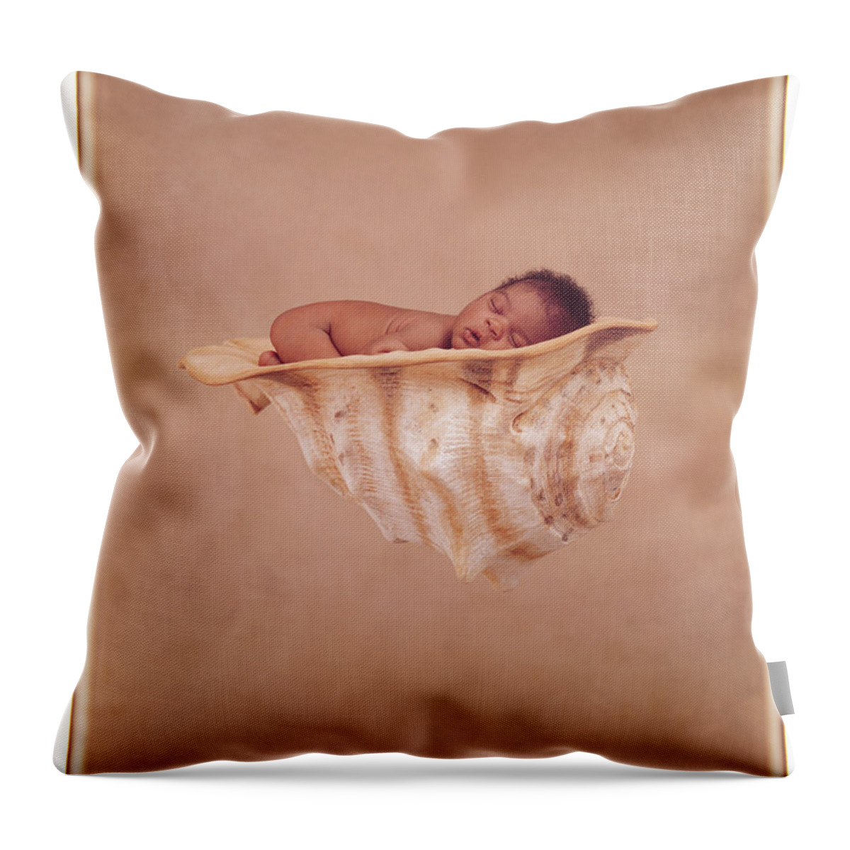 Polaroid Throw Pillow featuring the photograph Angela in a Shell by Anne Geddes