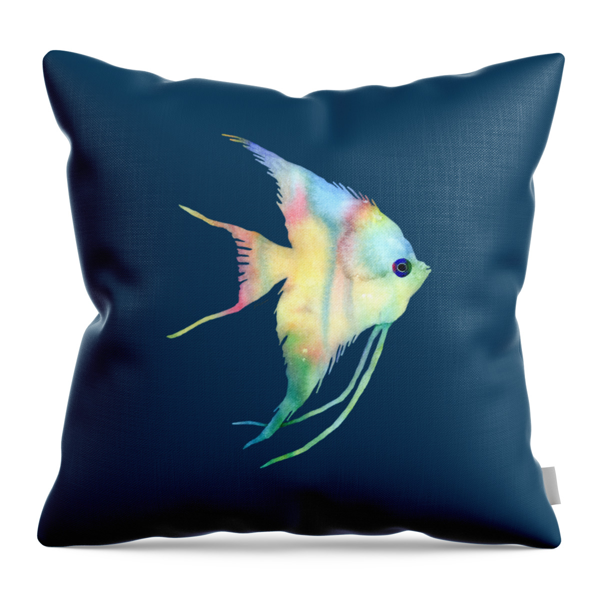 Fish Throw Pillow featuring the painting Angelfish I - Solid Background by Hailey E Herrera