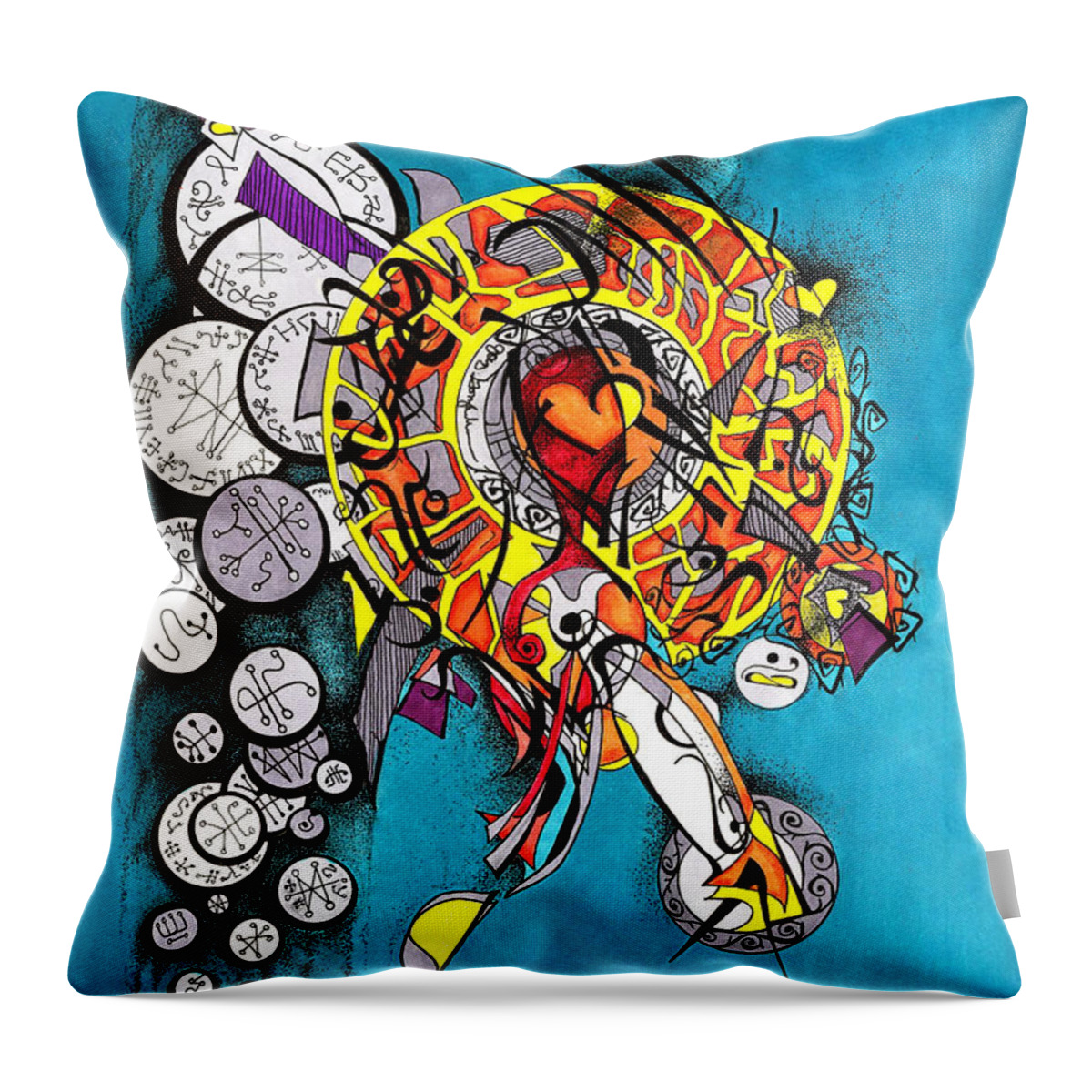 Marker Throw Pillow featuring the drawing Angelic Script Angel by Joey Gonzalez