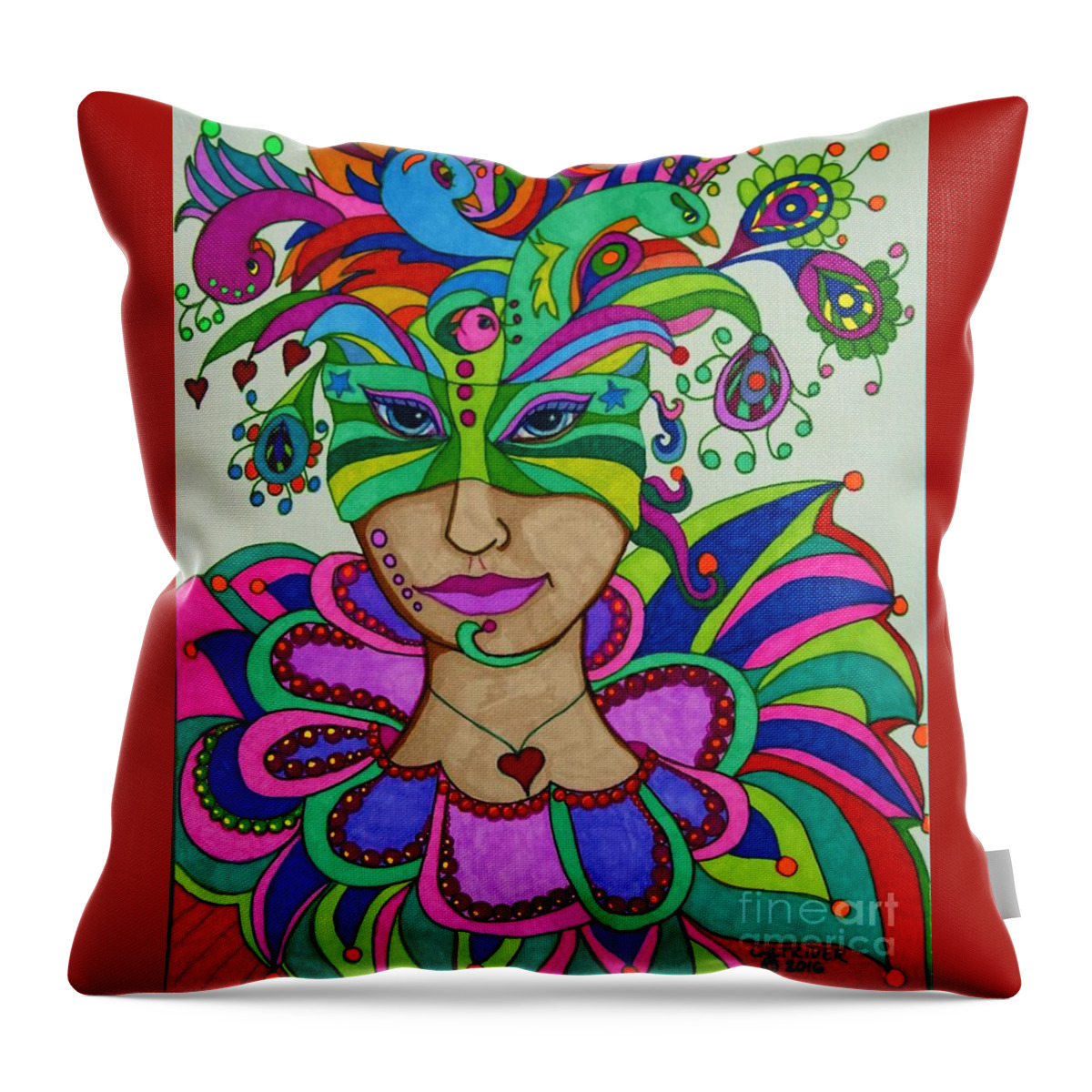 Ladies Throw Pillow featuring the drawing Angelique by Alison Caltrider