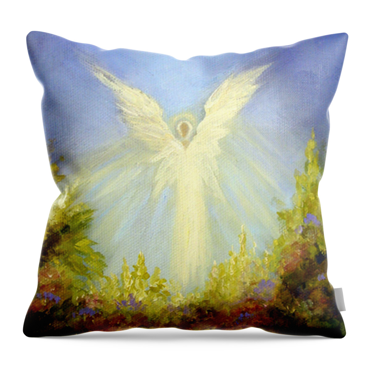 Angel Throw Pillow featuring the painting Angel's Garden by Marina Petro