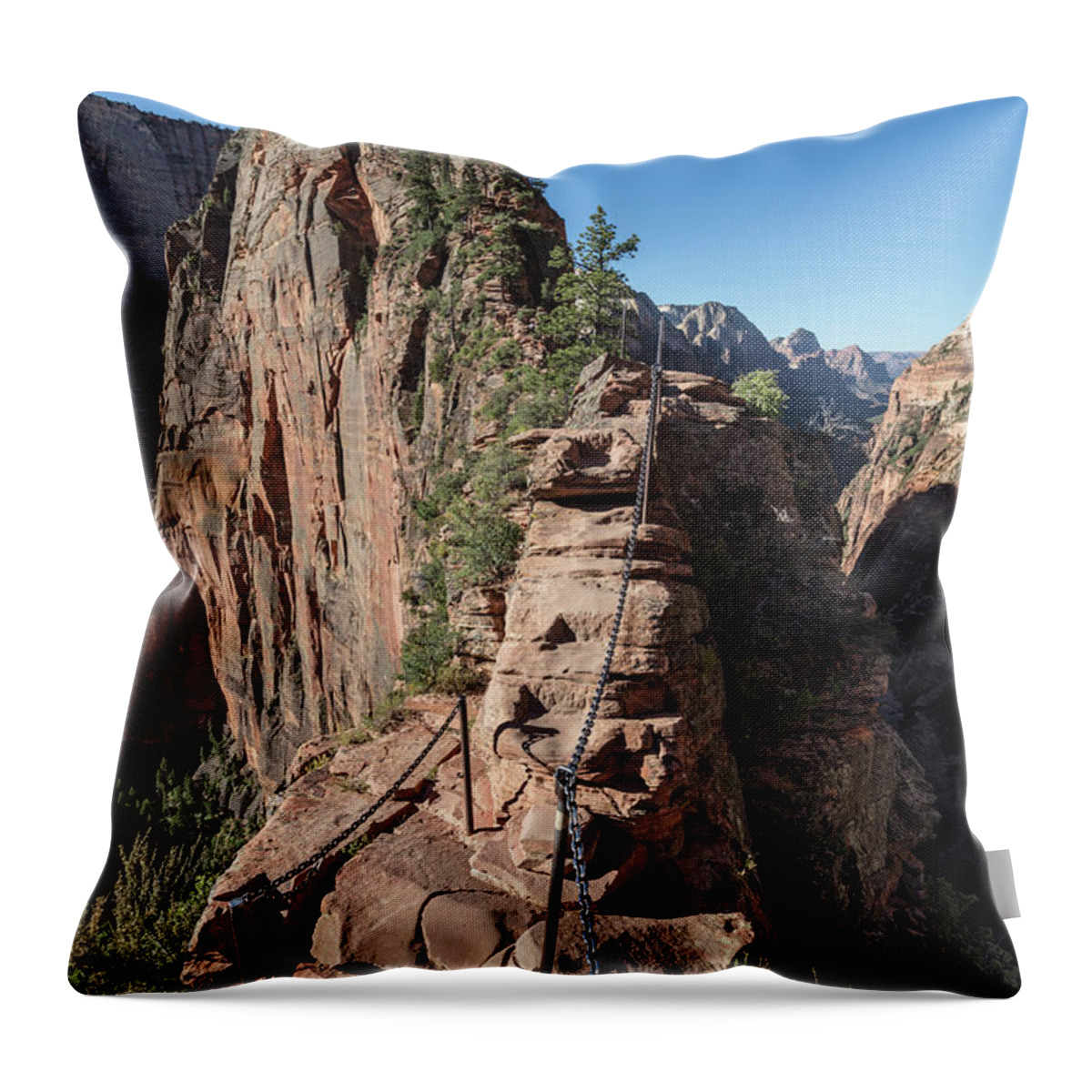 Angels Landing Throw Pillow featuring the photograph Angels Landing Chains by John McGraw