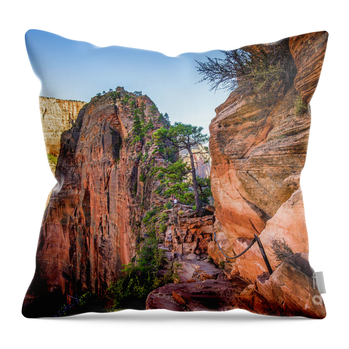 Adventure Throw Pillow featuring the photograph Angels Landing by JR Photography