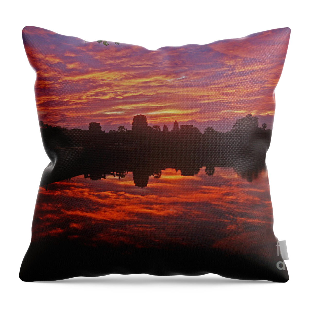  Throw Pillow featuring the digital art Angkor Wat  Siem Reap Cambodia by Darcy Dietrich