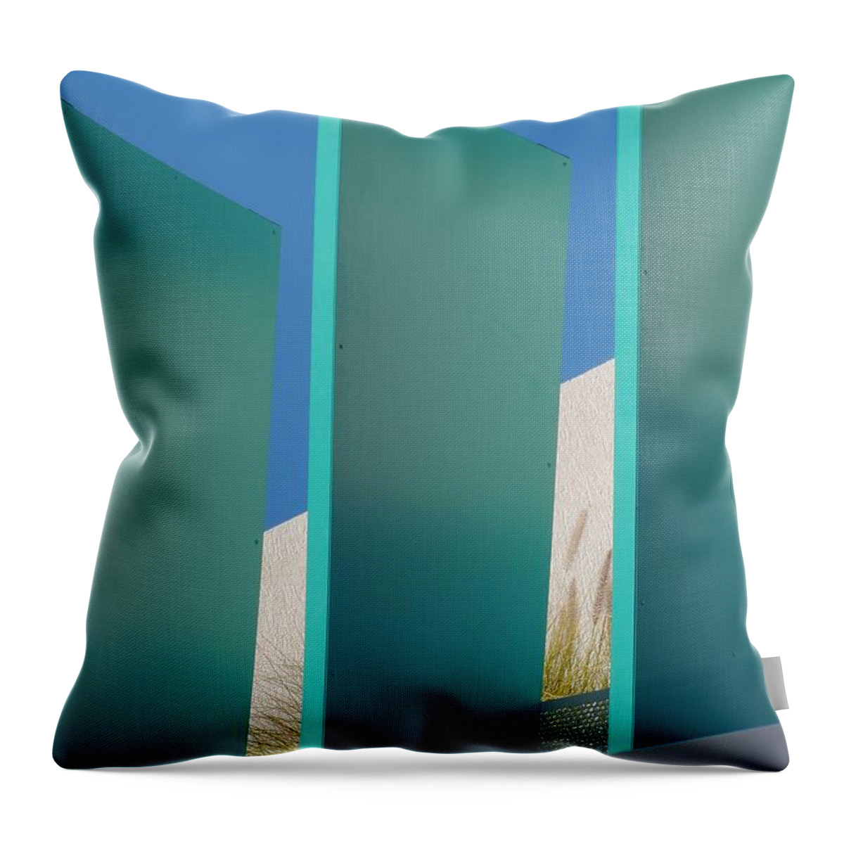Geometric Throw Pillow featuring the photograph Verticals on Broadbeach. by Denise Clark