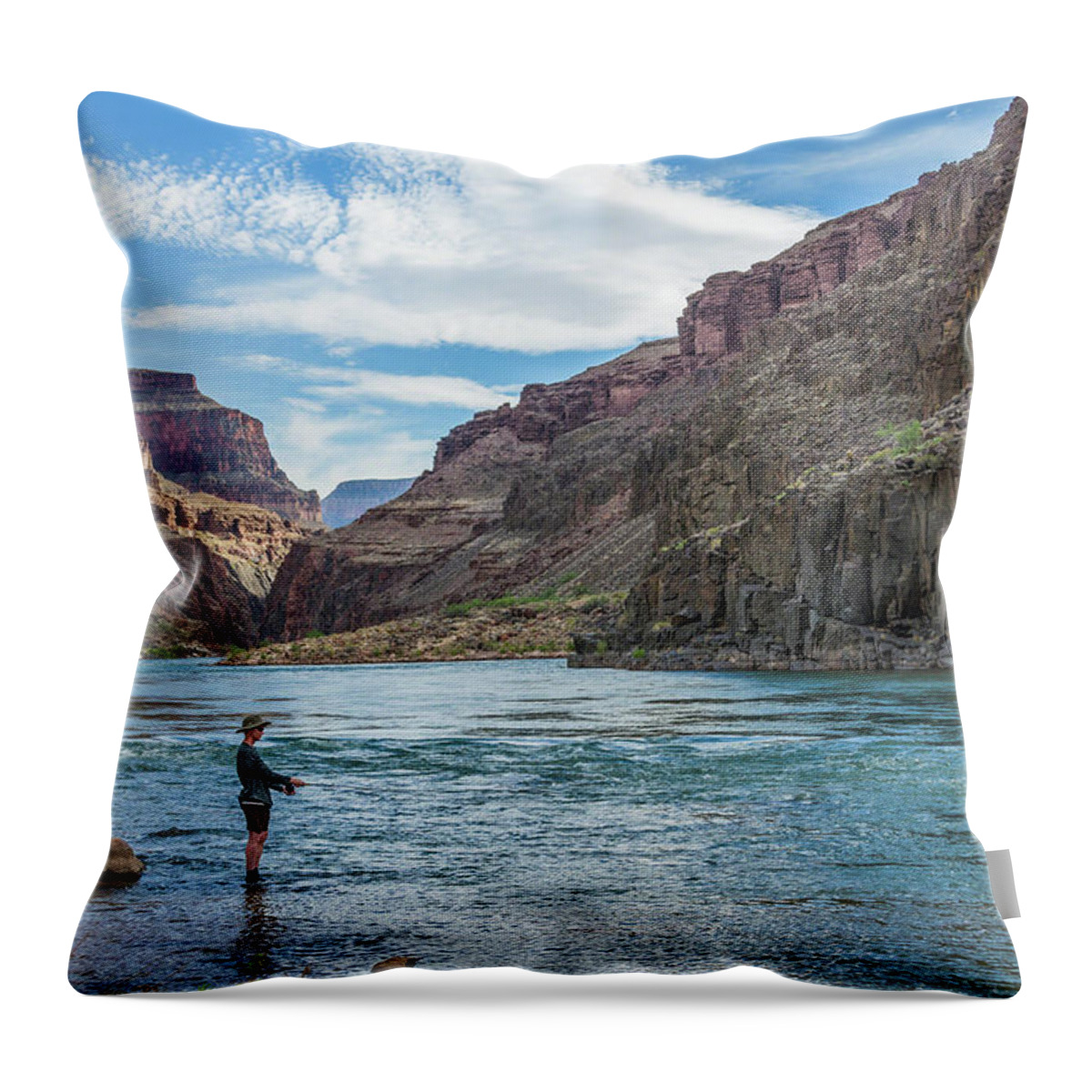 U.s. West Throw Pillow featuring the photograph Angling on the Colorado by Alan Toepfer