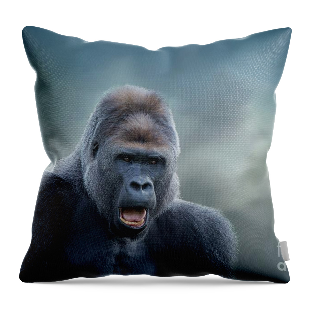 Gorilla Throw Pillow featuring the photograph Angry by Eva Lechner