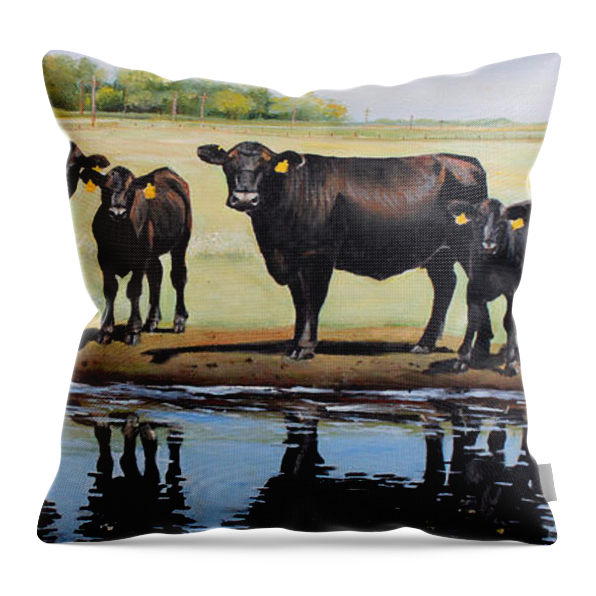 Angus Throw Pillow featuring the painting Angus Reflections by Toni Grote