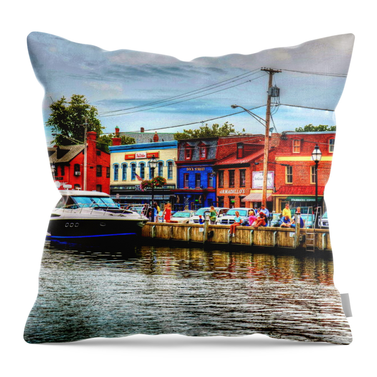 Annapolis Throw Pillow featuring the photograph Annapolis City Docks by Debbi Granruth