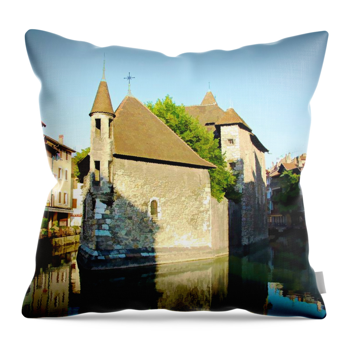 Europe Throw Pillow featuring the digital art Annecy Canal - Annecy, France by Joseph Hendrix