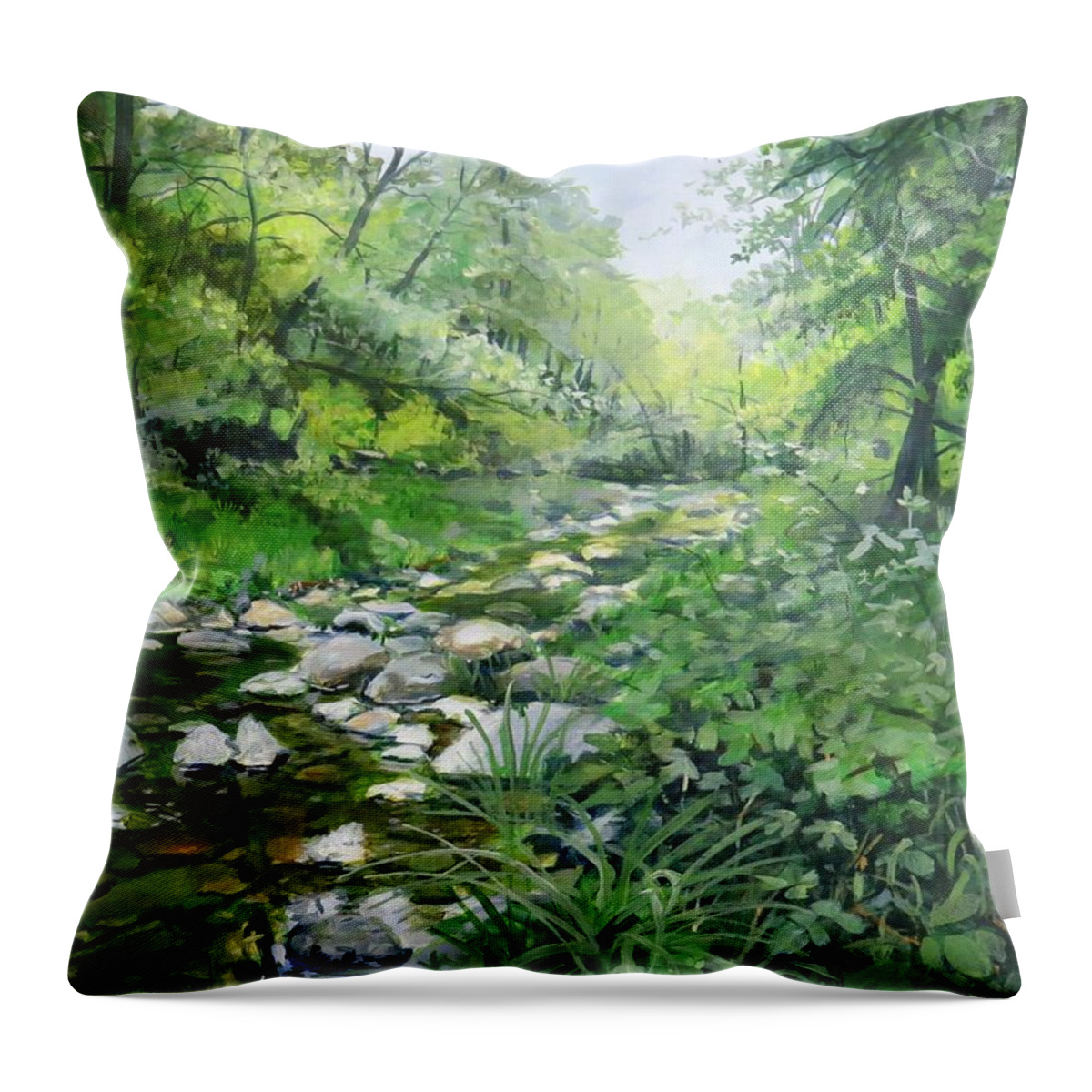Stream Throw Pillow featuring the painting Another Look by William Brody