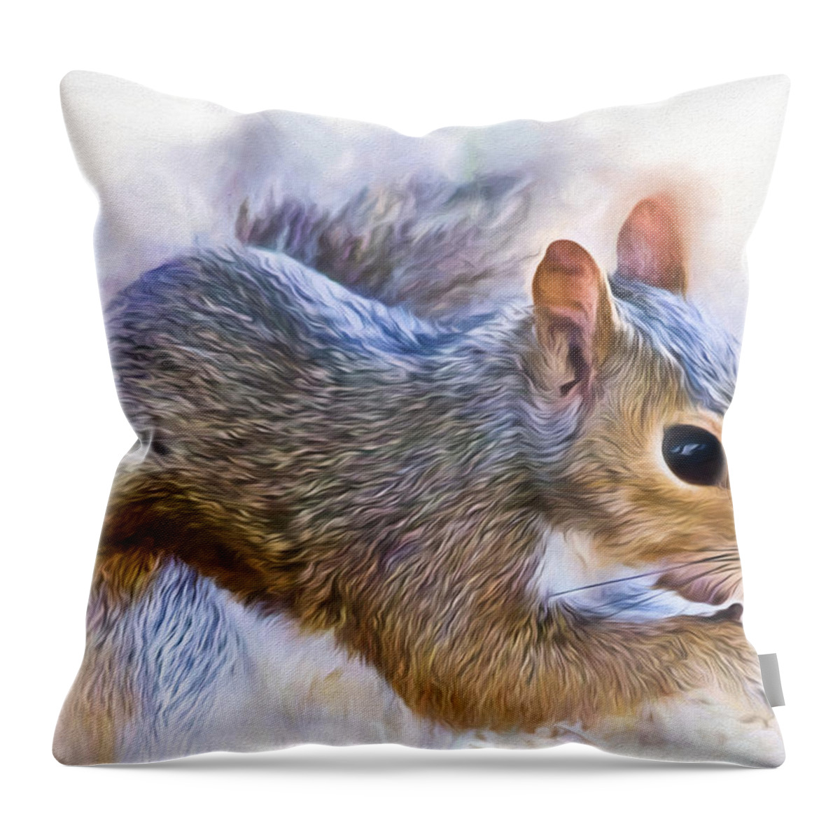 Squirrel Throw Pillow featuring the photograph Another Peanut Please - Squirrel - Nature by Barry Jones
